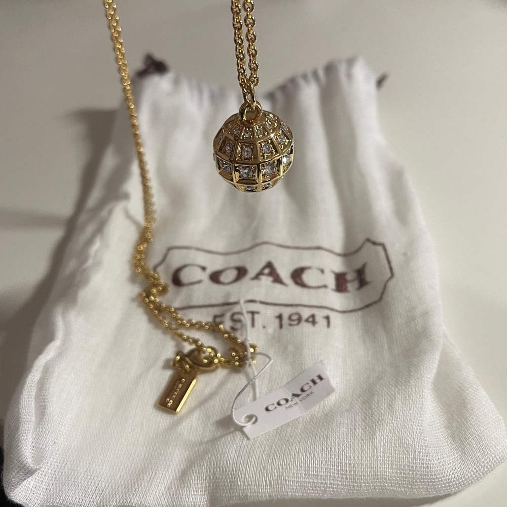 Coach 27” Pave Ball necklace